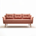 Mid-century modern three-seater sofa in blush fabric with wooden legs 180 x 80 x 85cm