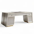 Modern desk with drawers in light grey finish and gold accents 160 x 80 x 75cm