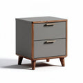 Gray nightstand with two drawers and wooden legs 45 x 40 x 50cm