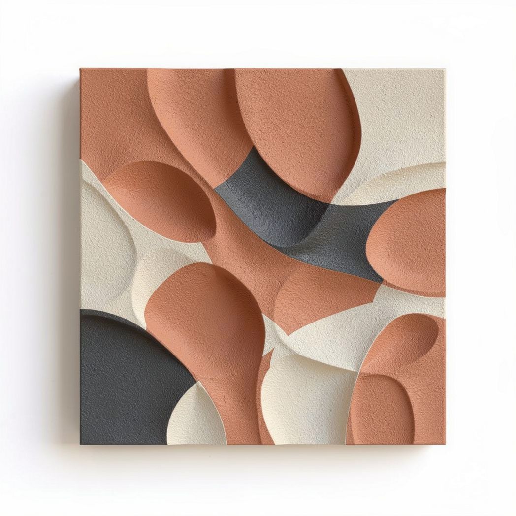 Textured wall art panel in earth tones 20 x 20 x 3cm for modern decor