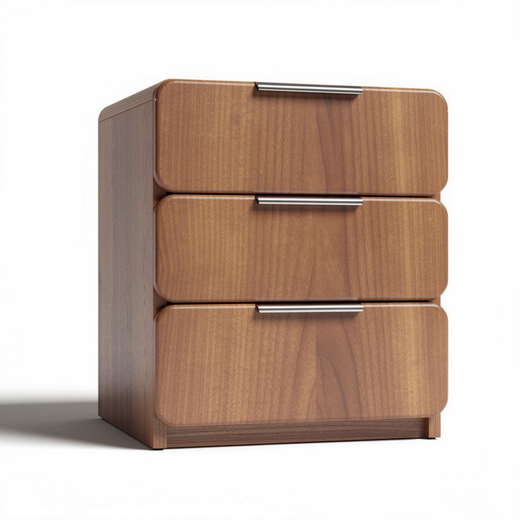 Wooden nightstand with three drawers for bedroom storage 40 x 30 x 50cm