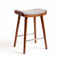 Wooden bar stool with gray fabric seat 40 x 40 x 75cm for indoor use