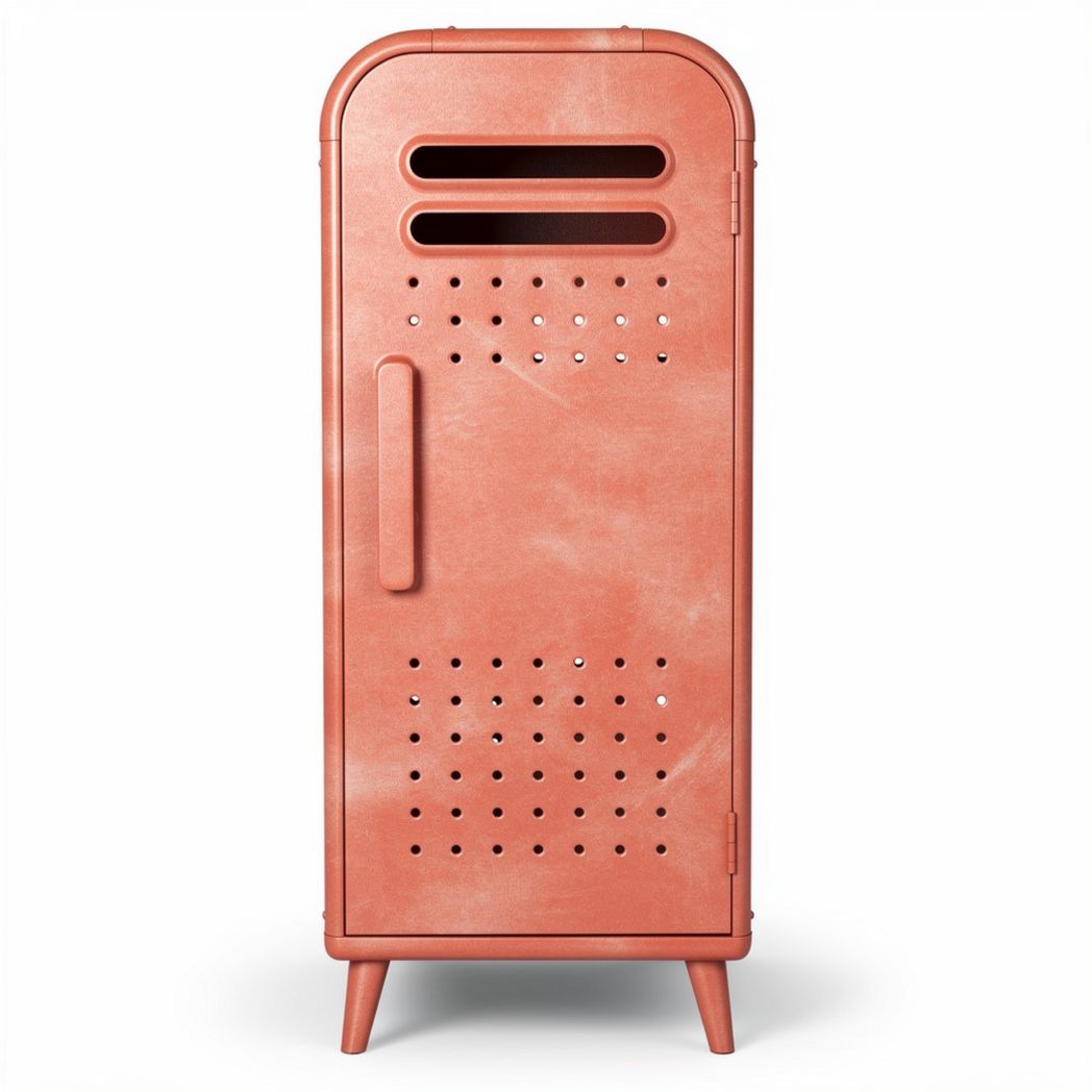 Red metal storage cabinet with ventilated design for home organization 60 x 40 x 120cm