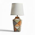 Geometric ceramic table lamp with fabric shade and modern design 20 x 20 x 40cm
