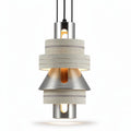 Modern pendant light fixture with fabric shades and metal accents 30 x 30 x 50cm