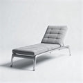 Gray outdoor lounge chair with adjustable backrest and padded cushion 200 x 75 x 30cm