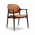 Brown leather armchair with wooden frame and modern design 50 x 60 x 80cm