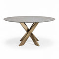 Round marble dining table with gold metal base 150 x 150 x 75cm