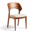 Wooden dining chair with fabric seat in natural finish 45 x 50 x 80cm