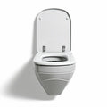 Wall-mounted ceramic toilet with soft-close lid and streamlined design